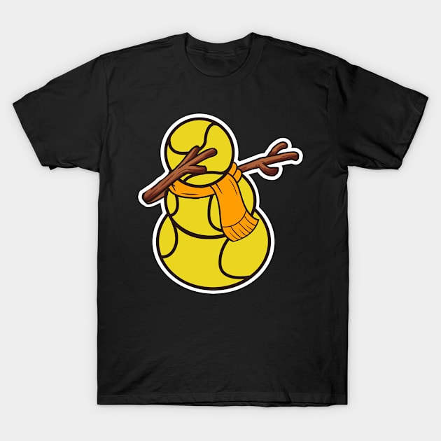 Dabbing Tennis Snowman Christmas Gift T-Shirt by RJCatch